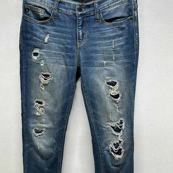 Judy Blue Janette Jeans Distressed Skinny Jean Raw Hem Stretch Blue Size 7 / 28 - Picture 2 of 8